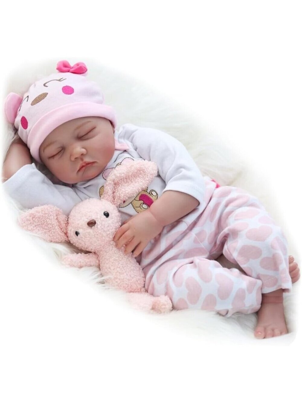 🆕 22 Inches cloth body Baby Doll With Vinyl Limbs Sleeping Baby Girl Doll